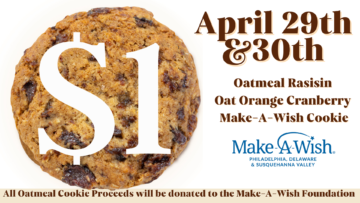 National Oatmeal Cookie Day is April 29th & 30th. Cookies include Oatmeal Raisin and Oat Orange Cranberry.